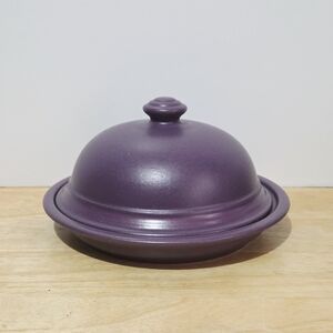 Pfaltzgraff Round Covered Butter Dish Purple